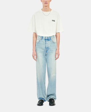 The Kooples HOMME BLUE BLEACHED / NAVY jean large bleu d&eacute;lav&eacute;