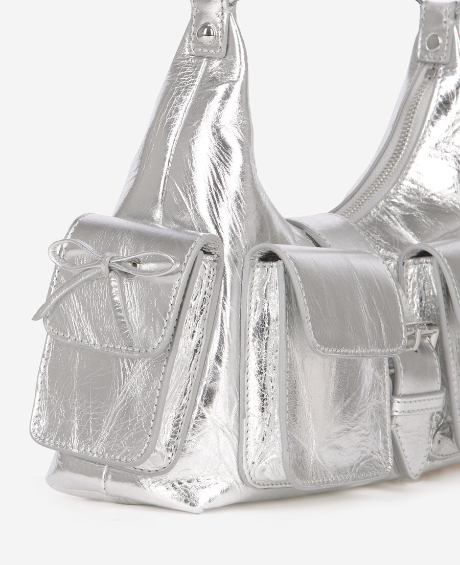 The Kooples DAMEN SILVER amelia tasche aus silbernem leder