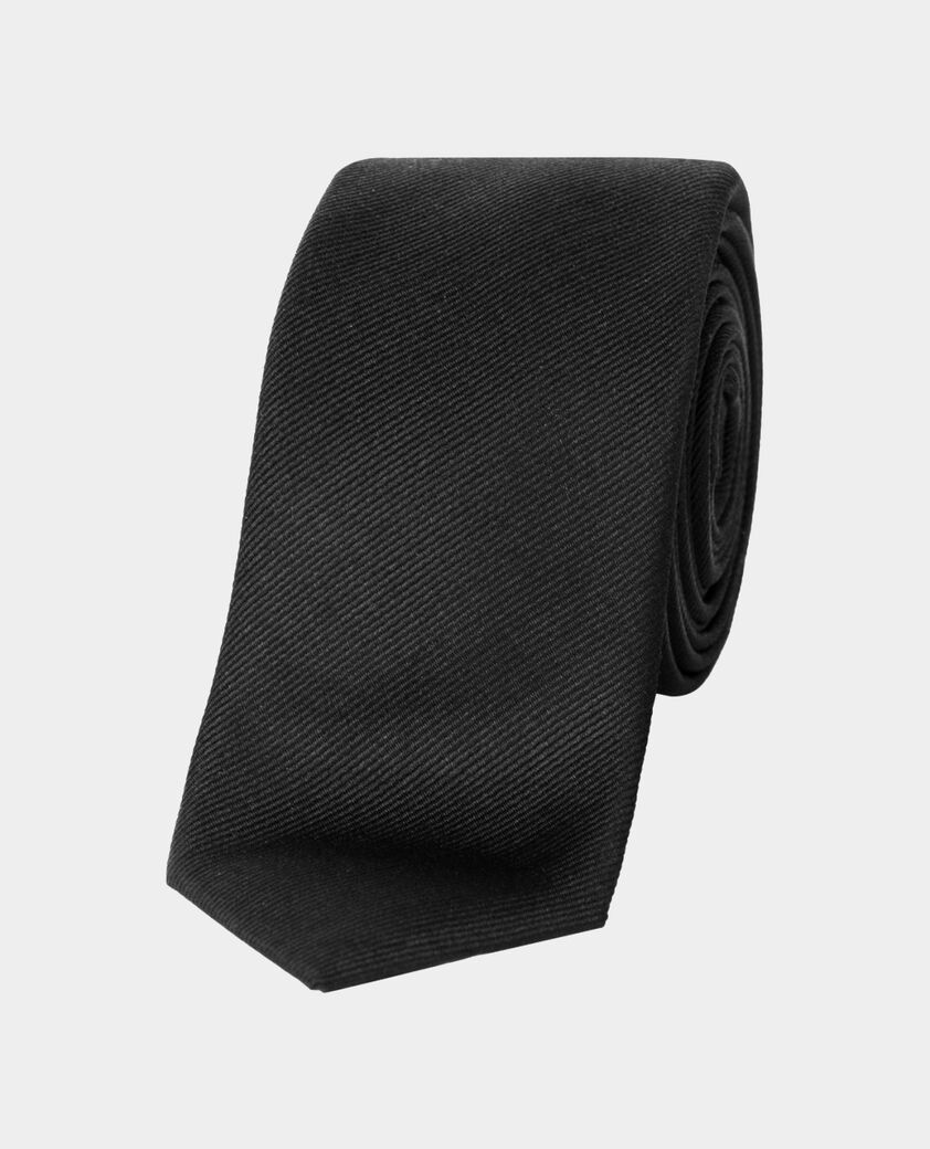 The Kooples MEN BLACK plain black silk tie