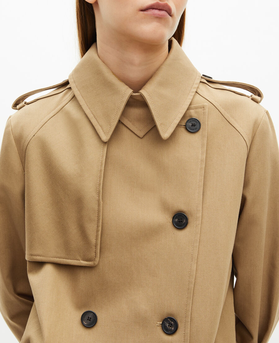 The Kooples WOMEN BEIGE long beige cotton trench coat