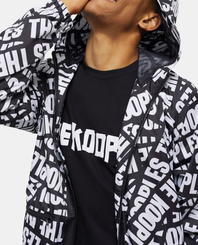 The Kooples HERREN BLACK / WHITE windjacke mit logo-tape