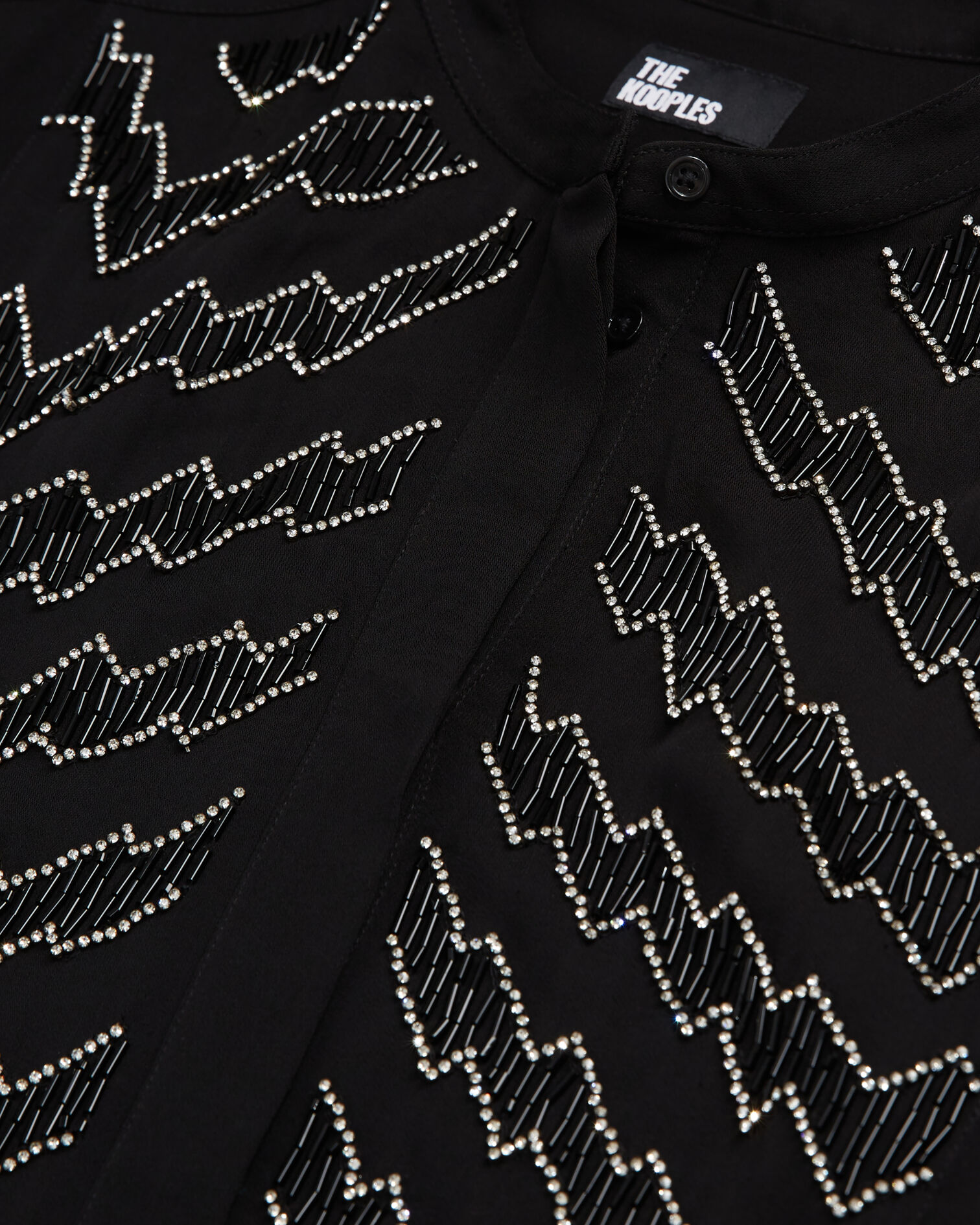 Black shirt with pearl details, BLACK, hi-res image number null
