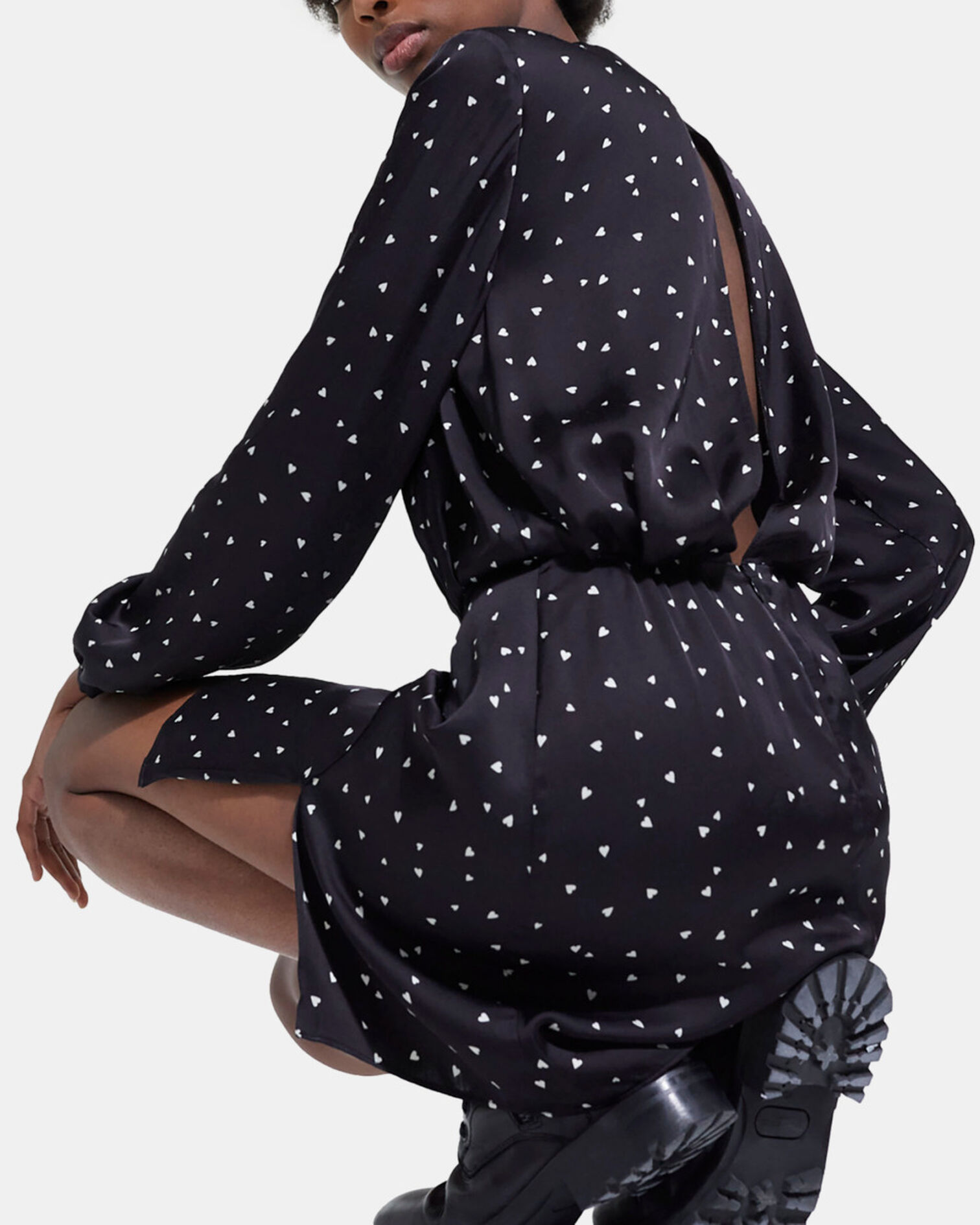 Short dress with heart print, BLACK, hi-res image number null