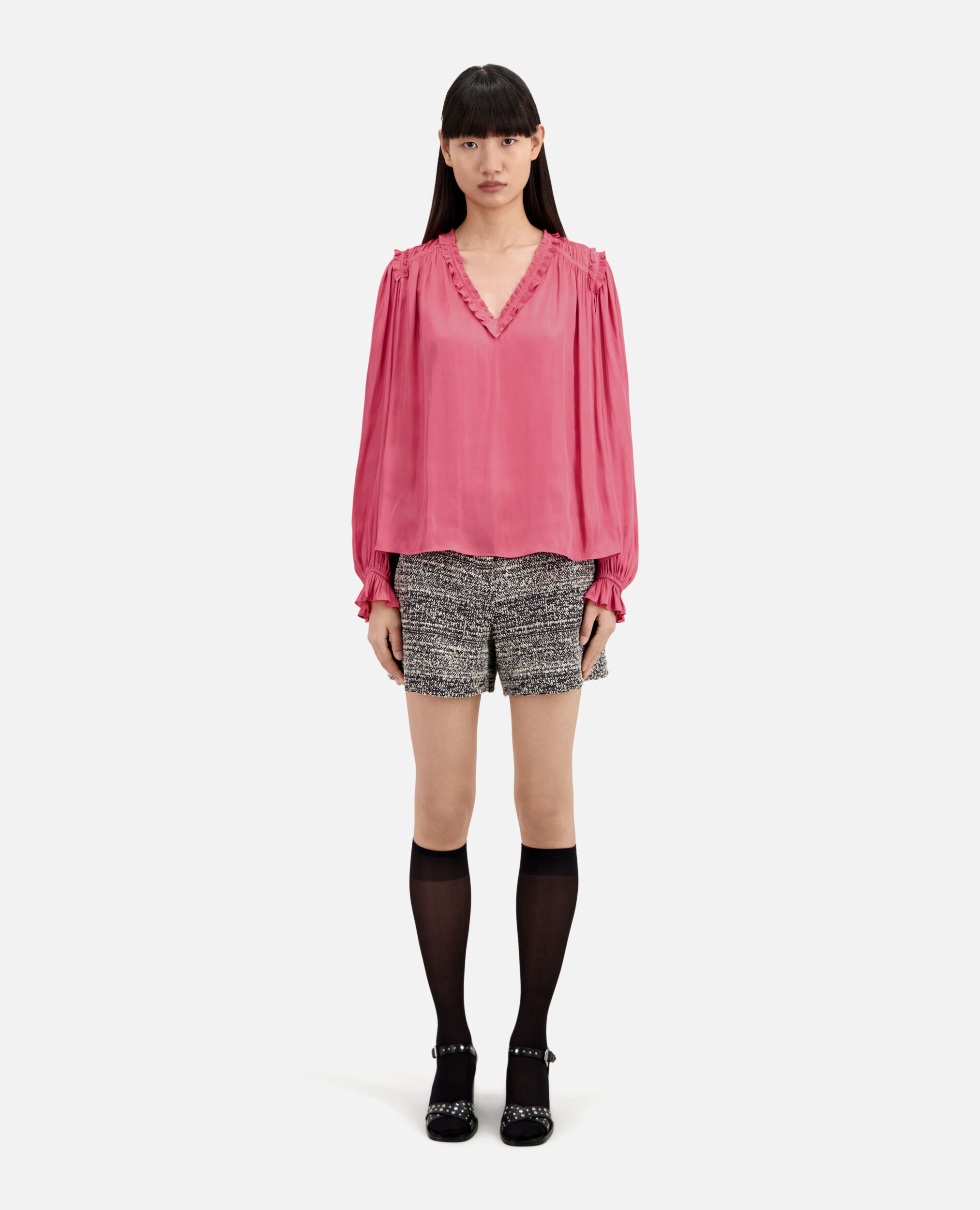 Pink top with shirring, PINK, hi-res image number null