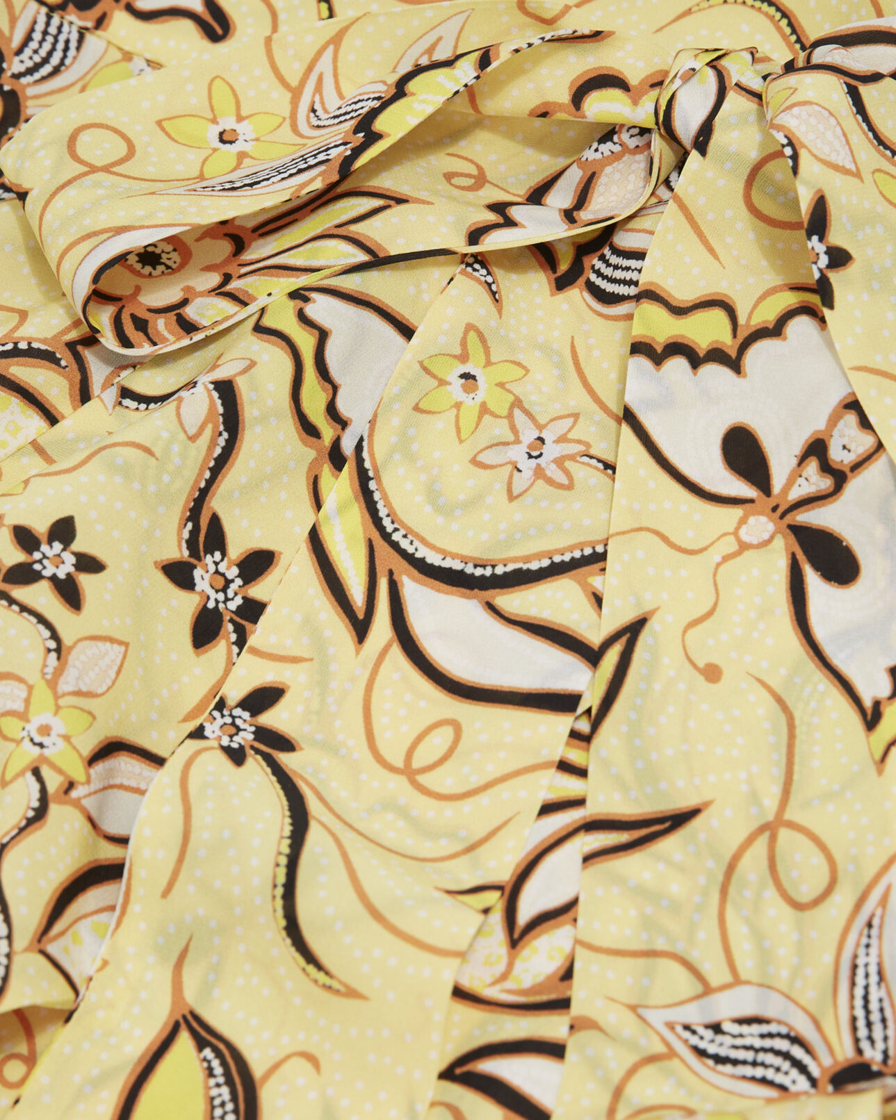 The Kooples FEMME YELLOW jupe longue portefeuille à fleurs jaunes