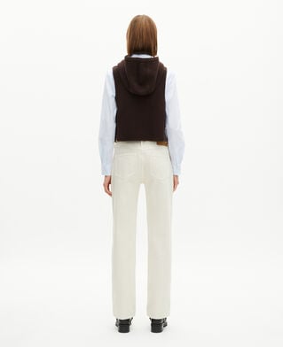 The Kooples FEMME CHOCOLATE pull sans manches en laine et coton marron