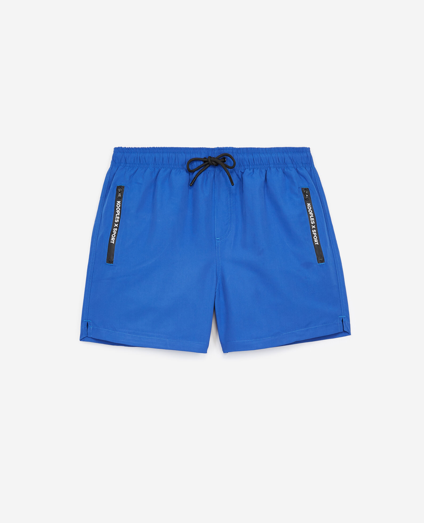 Blue swim shorts with zips
