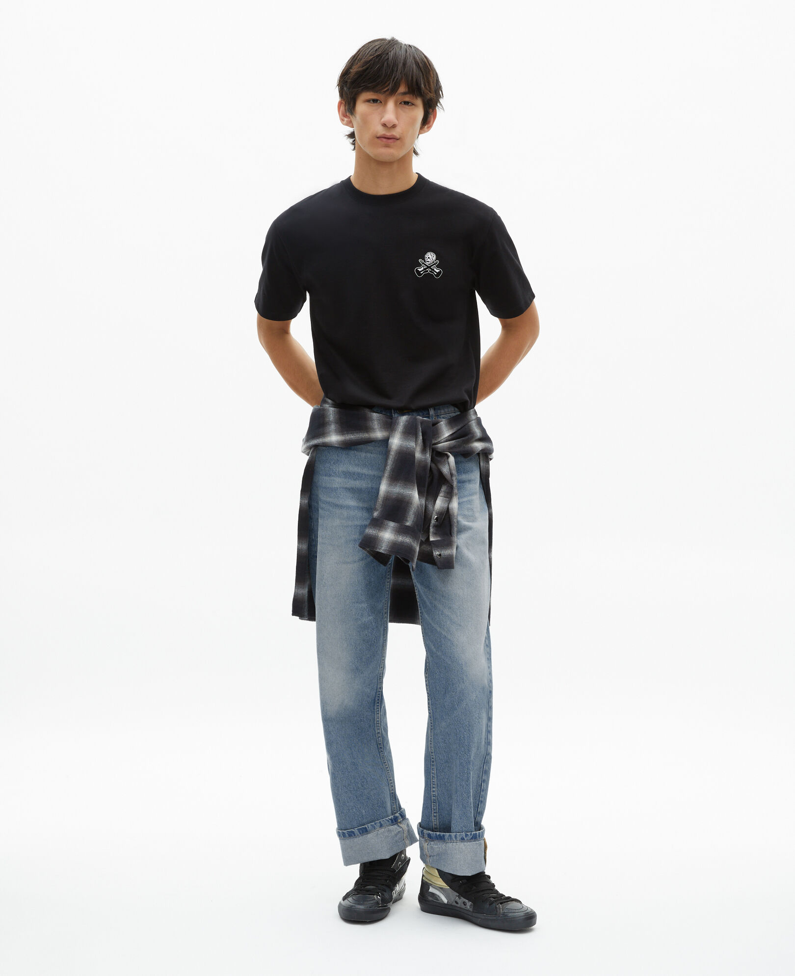 The Kooples MEN BLACK black t-shirt with flocking