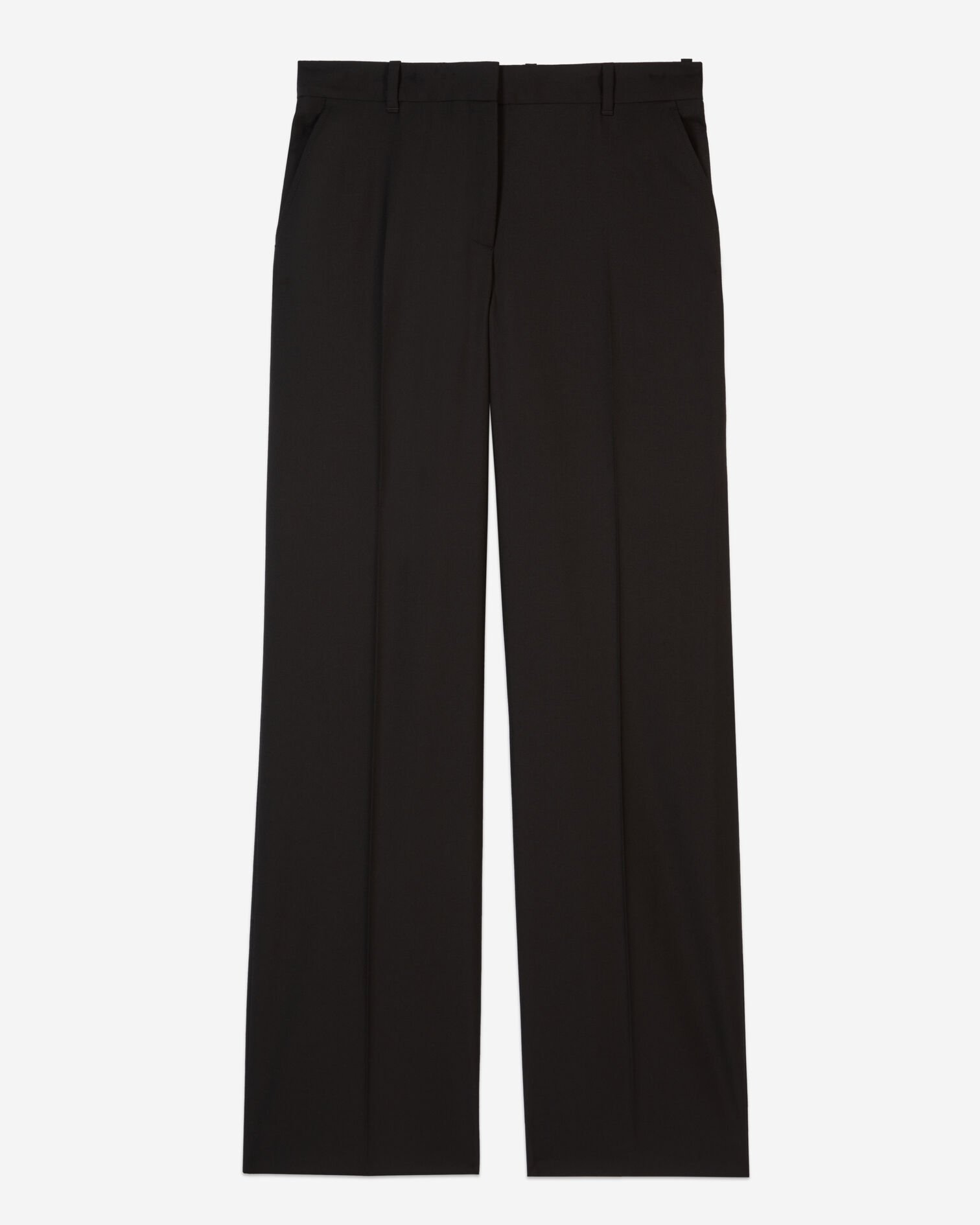 Pantalon tailleur en laine coupe droite noir , BLACK, hi-res image number null