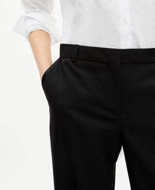 The Kooples FEMME BLACK pantalon tailleur large détails satin noir