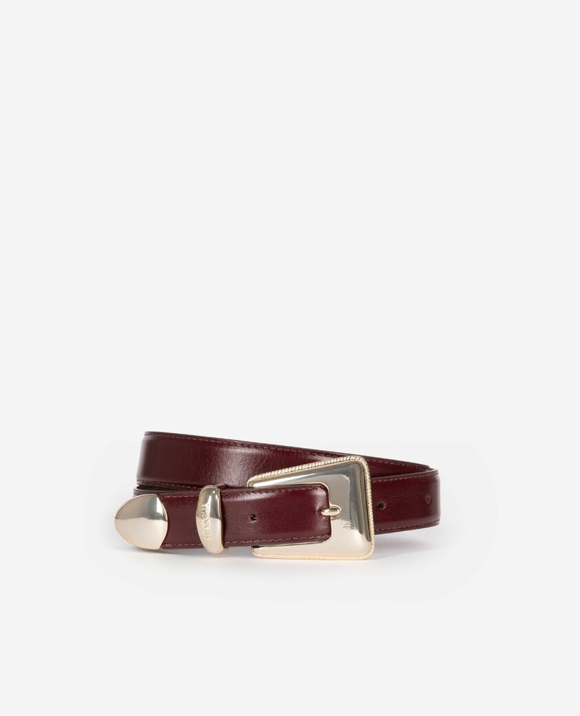 The Kooples FEMME BORDEAUX ceinture en cuir bordeaux