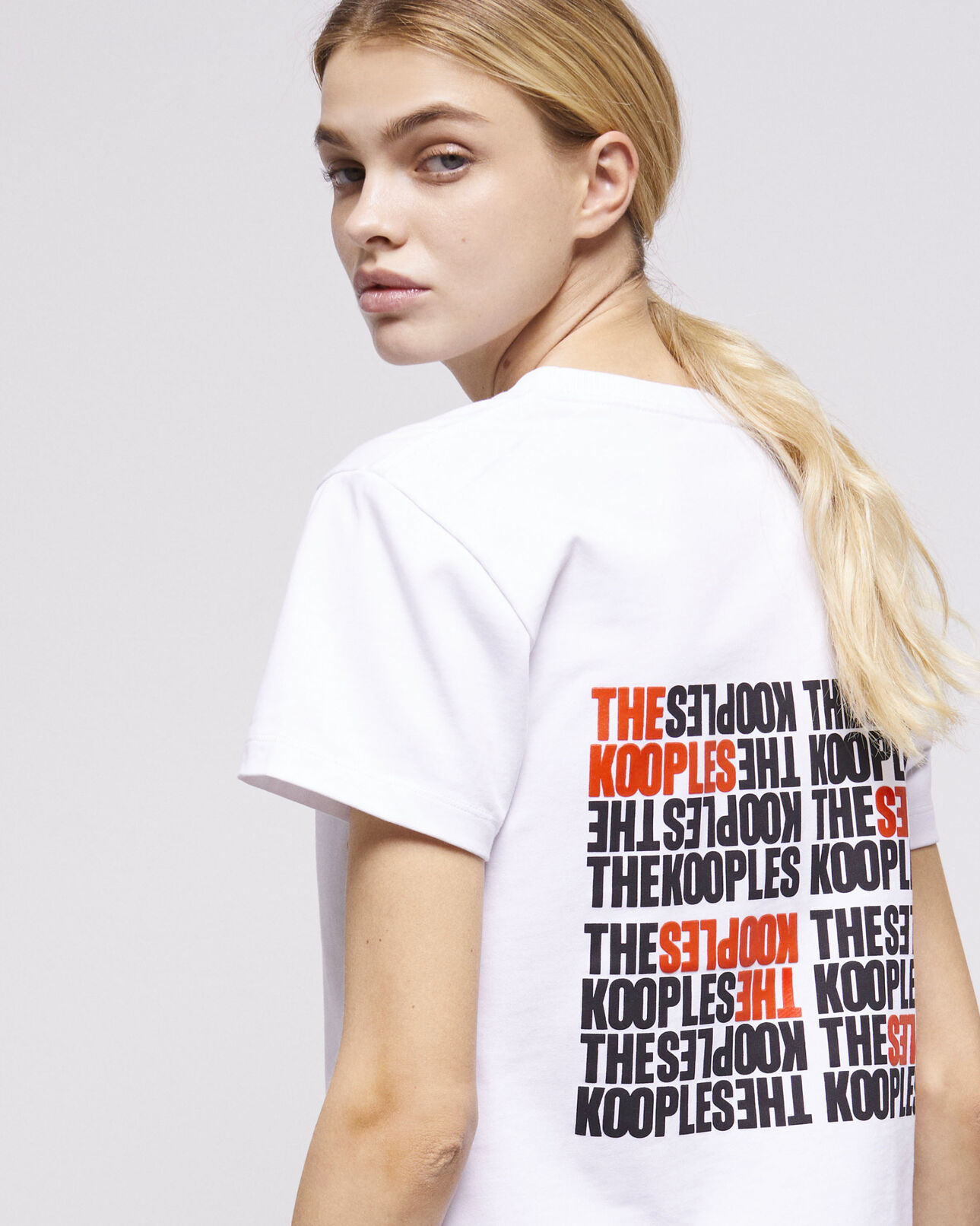 The Kooples FEMME WHITE t-shirt femme logo the kooples blanc
