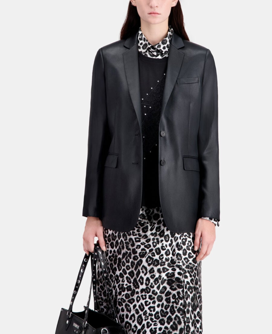 The Kooples WOMEN BLACK black leather effect blazer