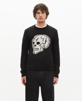 The Kooples MEN BLACK-ECRU black skull screen-printed sweater