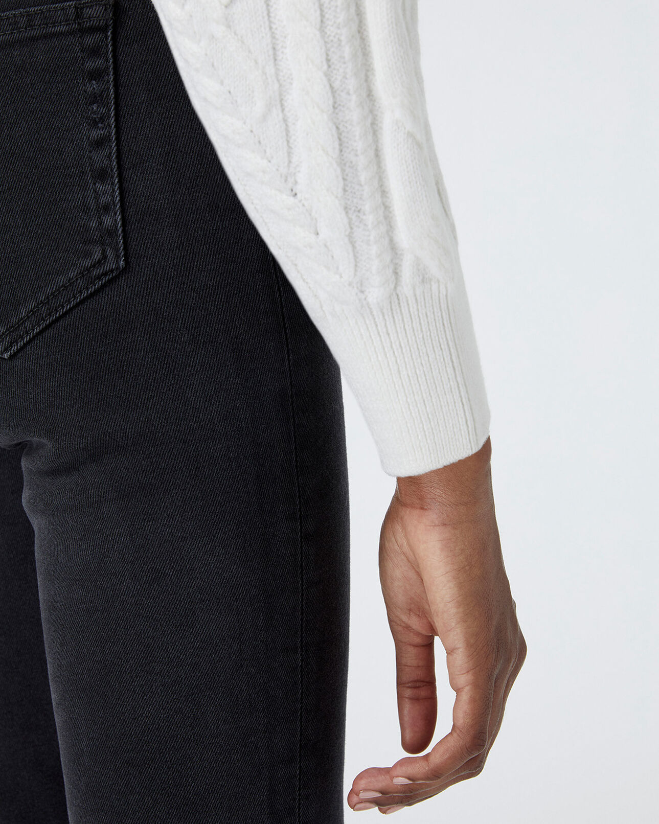 The Kooples WOMEN WHITE cashmere-wool ecru cardigan w/fabric buttons