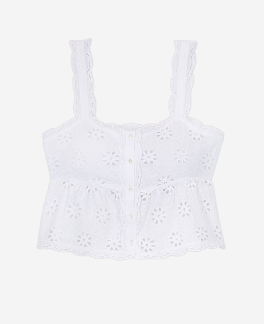 The Kooples WOMEN WHITE short white top with broderie anglaise