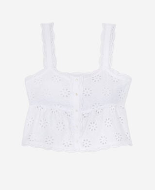 The Kooples WOMEN WHITE short white top with broderie anglaise