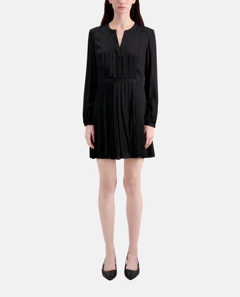 The Kooples FEMME BLACK robe courte noire avec plissage