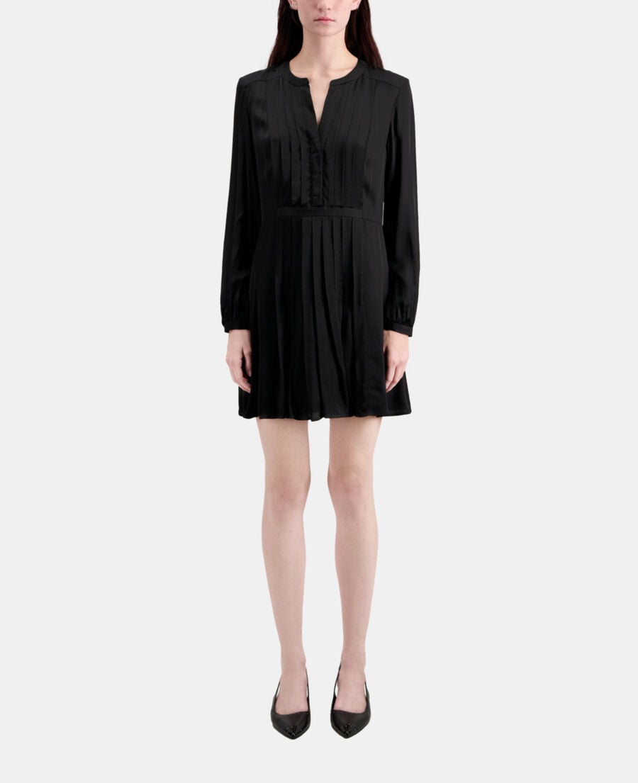 The Kooples FEMME BLACK robe courte noire avec plissage