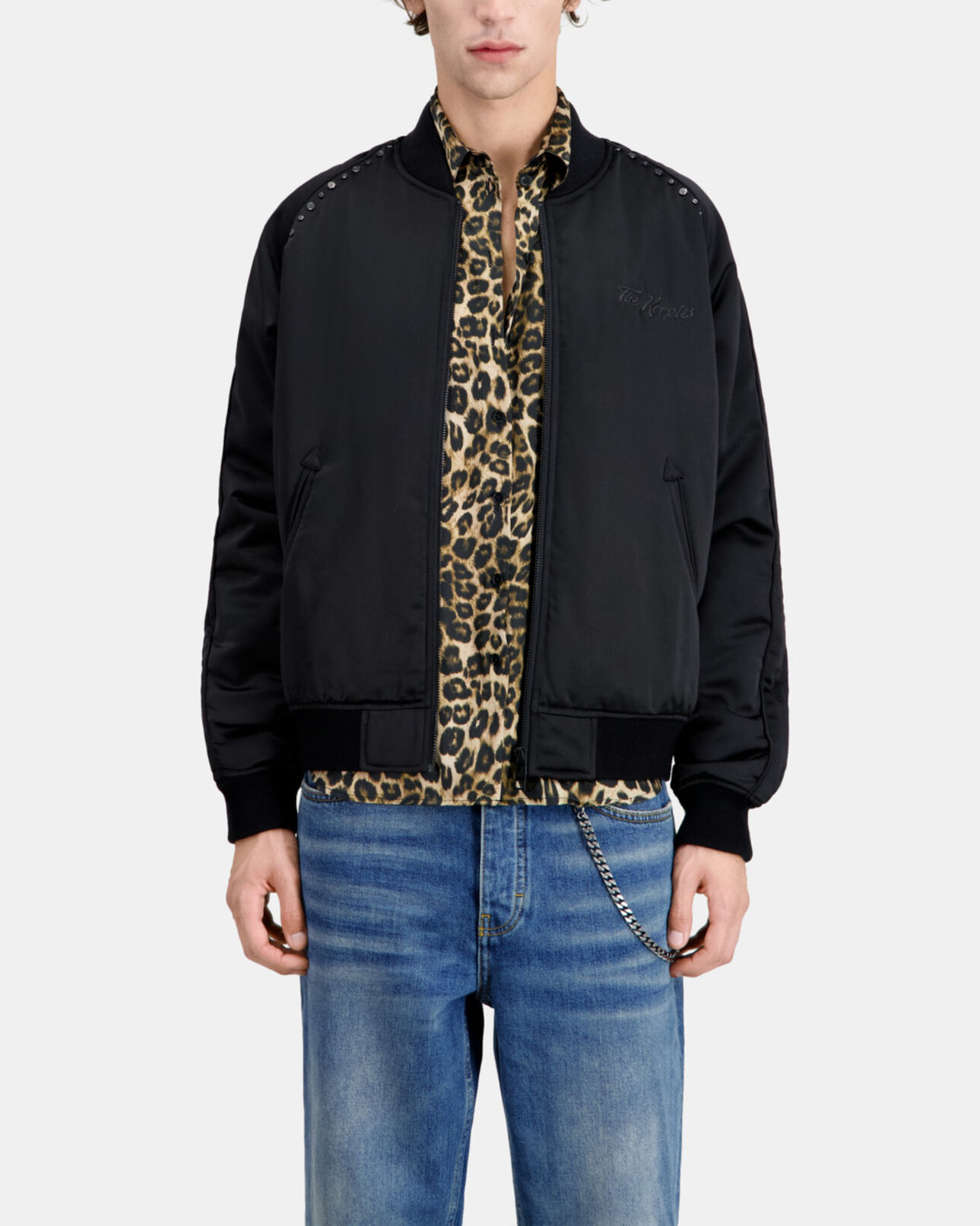The Kooples MEN BLACK black jacket with wild tiger embroidery