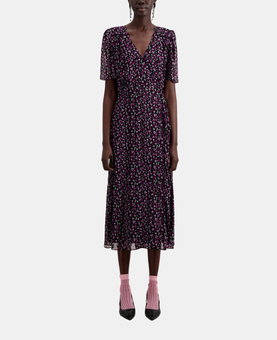 long printed wrap dress