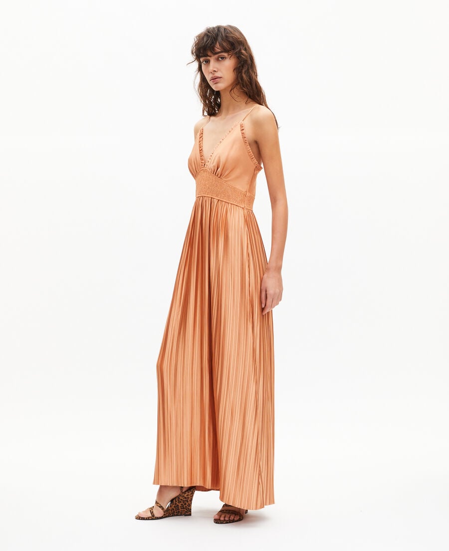 The Kooples F CAMEL light orange pleated maxi dress