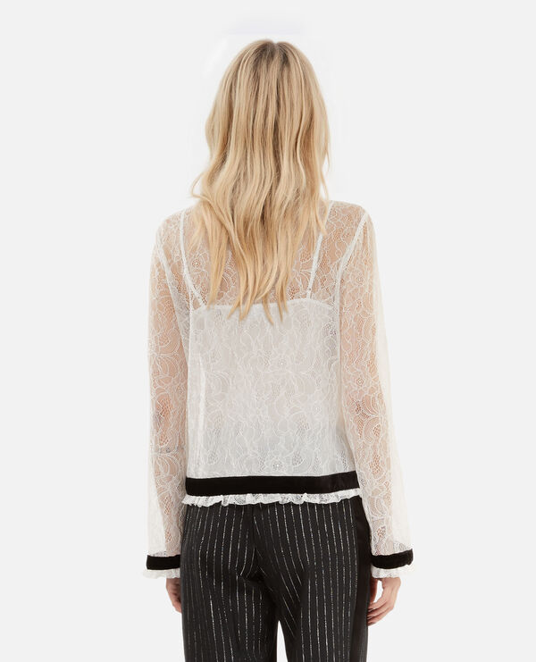 The Kooples DAMEN ECRU hemd aus ecrufarbener spitze