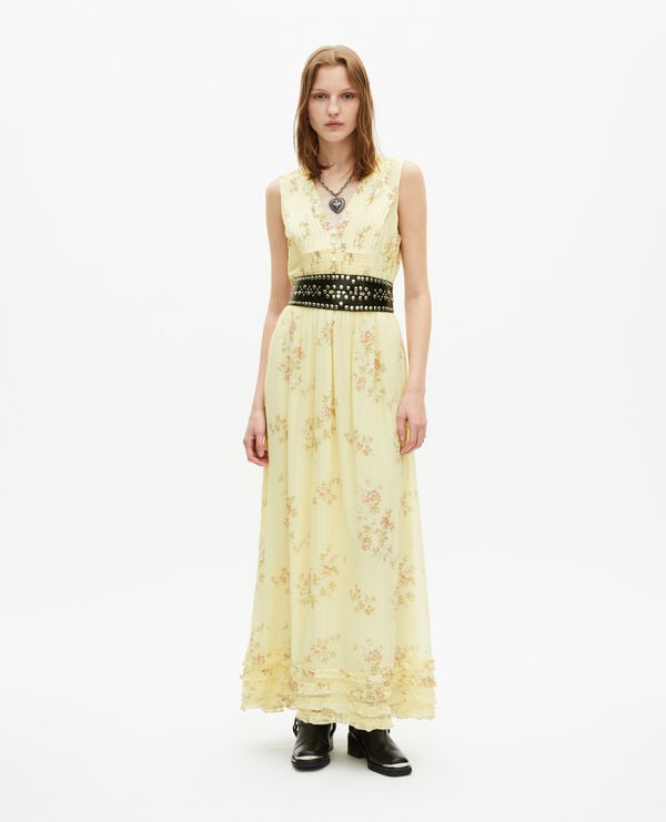 The Kooples FEMME YELLOW robe longue imprimé fleuri jaune