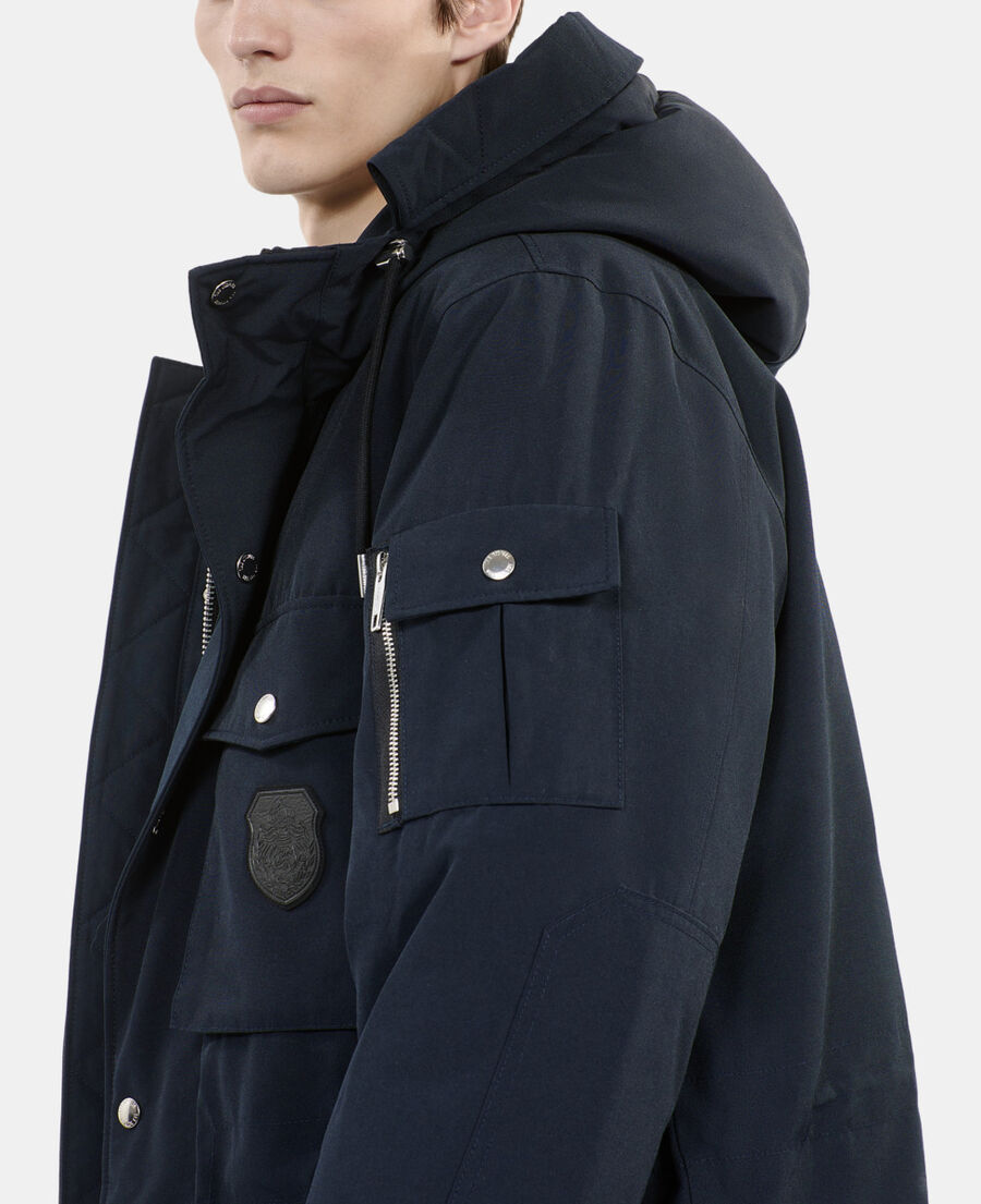 The Kooples HOMME NAVY parka &agrave; capuche bleu marine