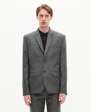The Kooples HOMME GREY veste de costume en pied de poule noir et gris