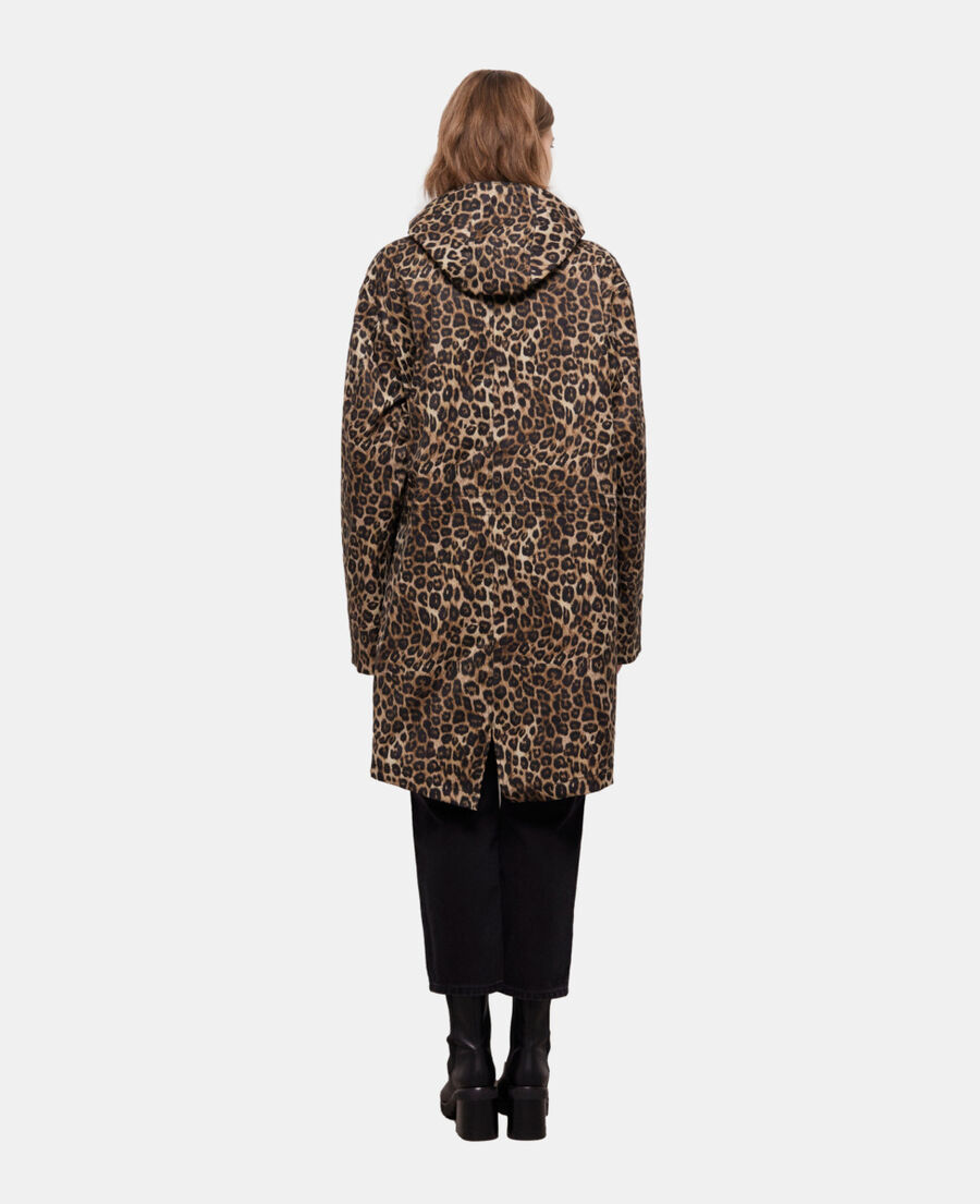 long parka with leopard print hood