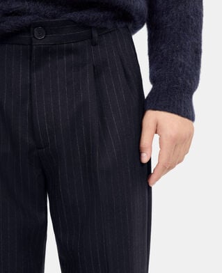 The Kooples H DARK NAVY navy blue striped wide-leg trousers