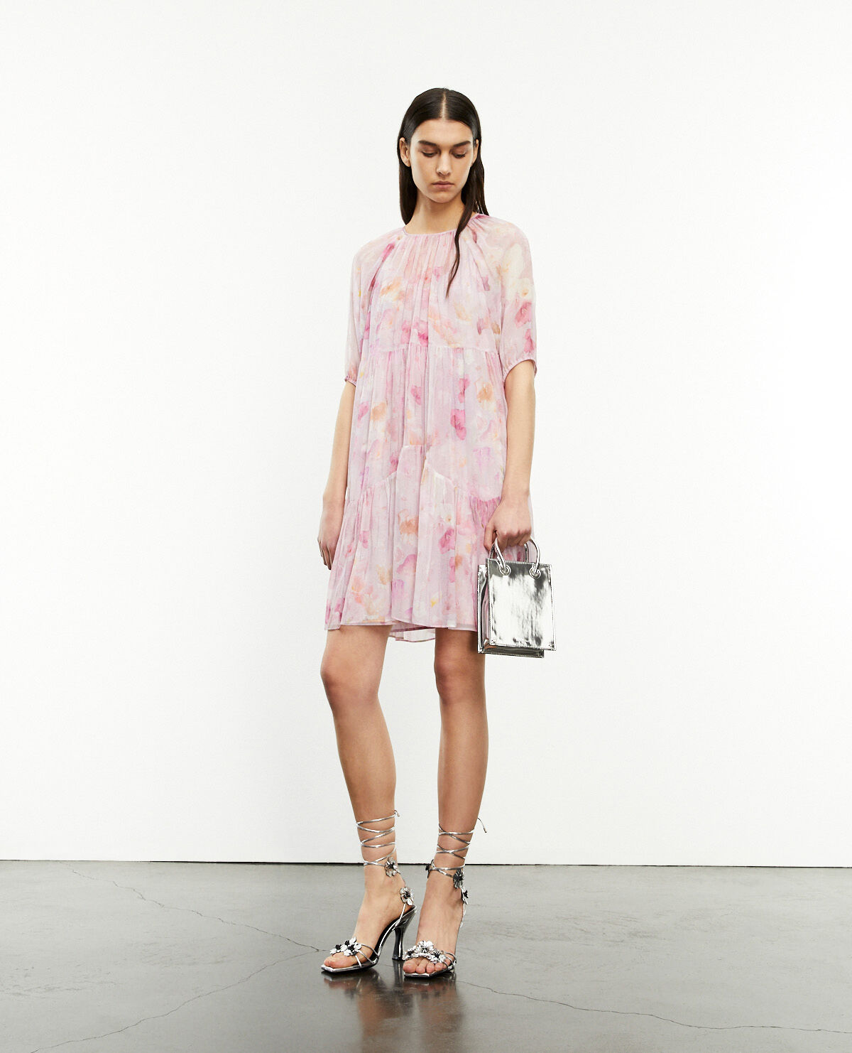 Robe courte rose imprim fleuri The Kooples