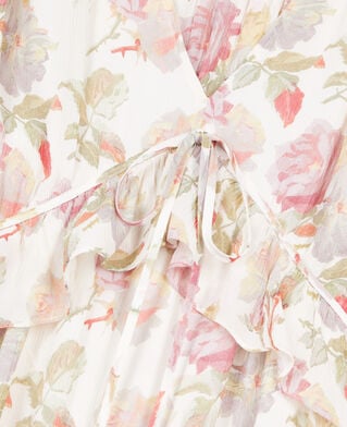 The Kooples F BEIGE / RED long floral printed silk dress