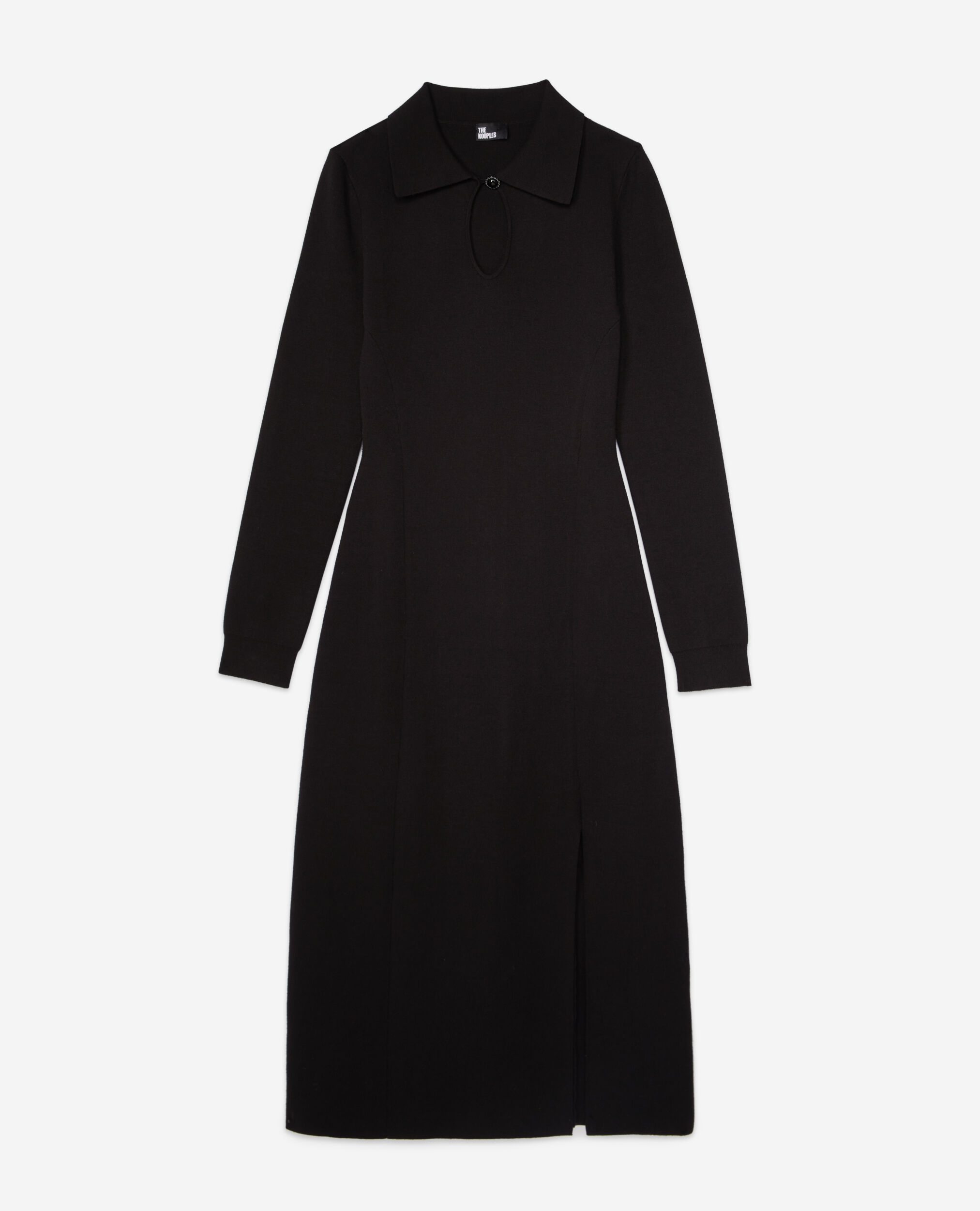 Robe longue noire en maille, BLACK, hi-res image number null