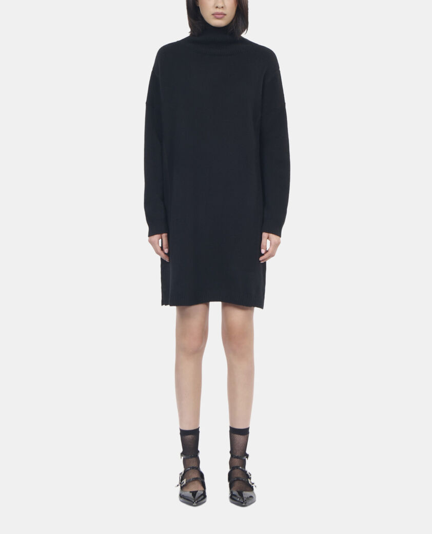 The Kooples DAMEN BLACK kurzes, schwarzes pulloverkleid aus kaschmir