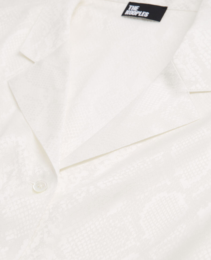 snakeskin print white satin shirt