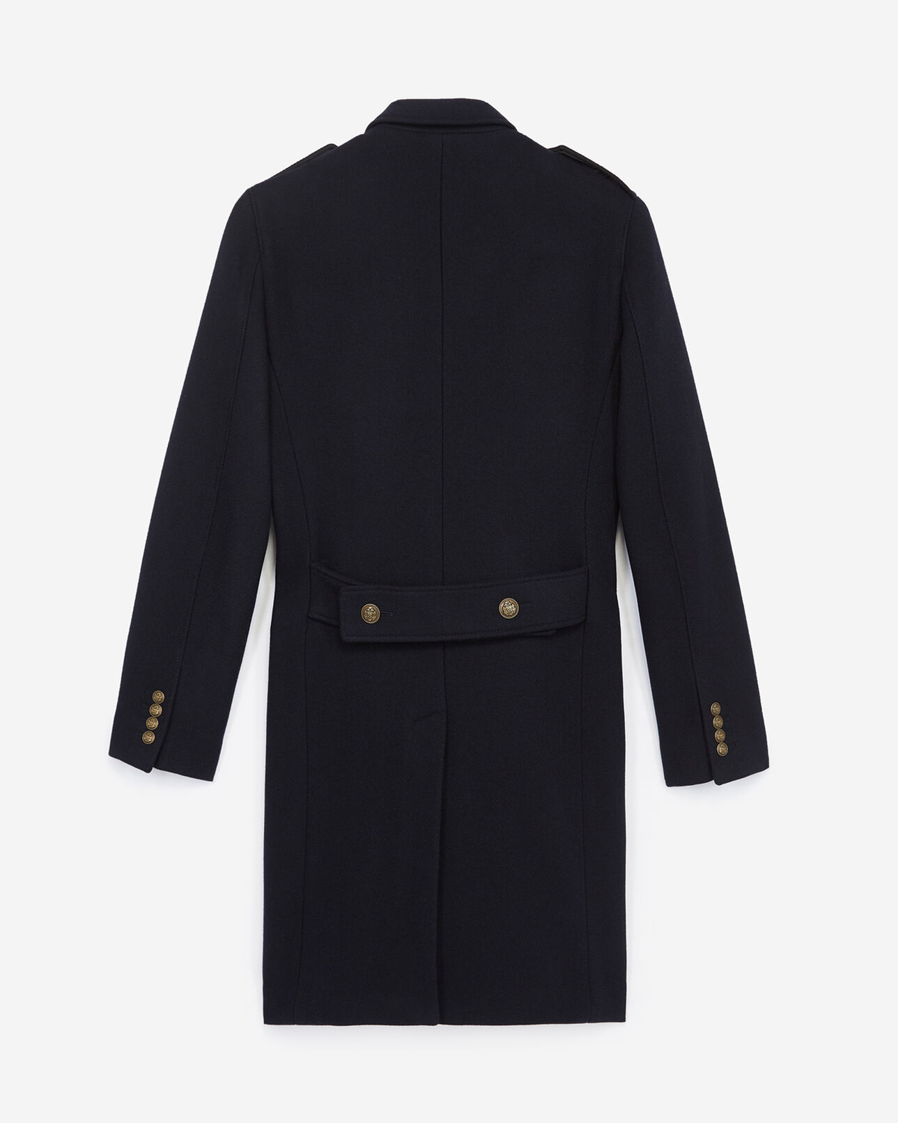 The Kooples MEN NAVY straight fit wool coat with martingale belt