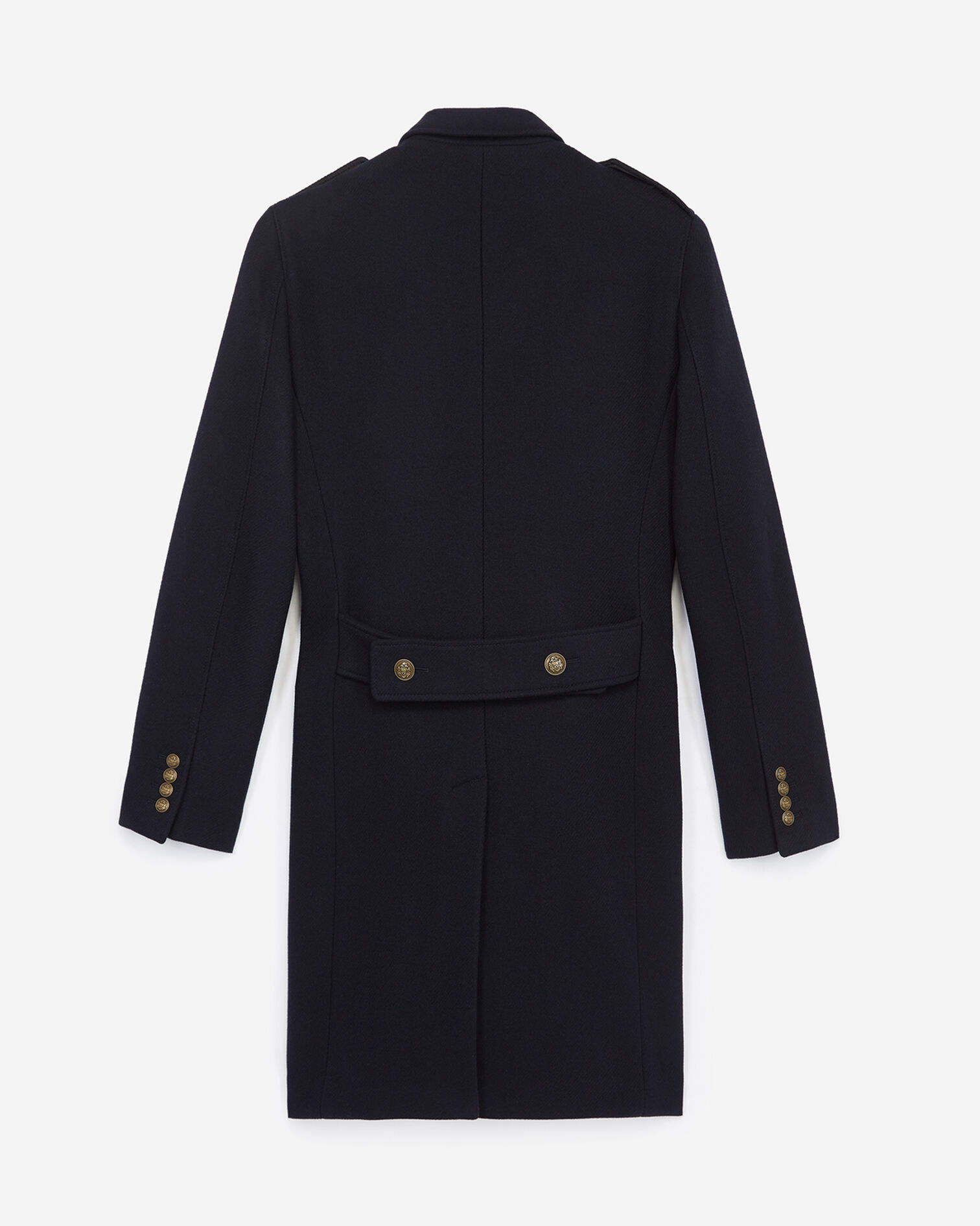 Straight fit wool coat with martingale belt, NAVY, hi-res image number null