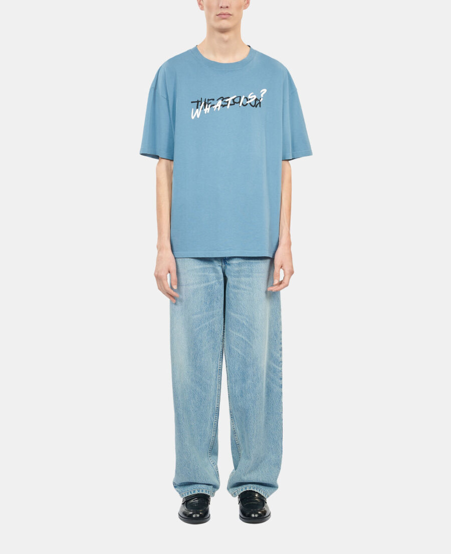 The Kooples H STONE BLUE light blue what is handwritten serigraphy t-shirt