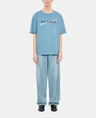 The Kooples H STONE BLUE light blue what is handwritten serigraphy t-shirt