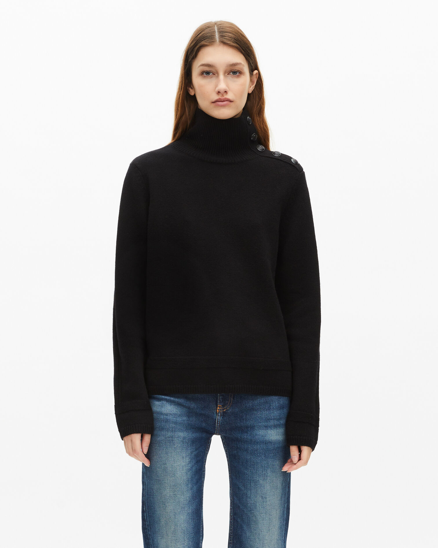 Pull en laine noire, BLACK, hi-res image number null