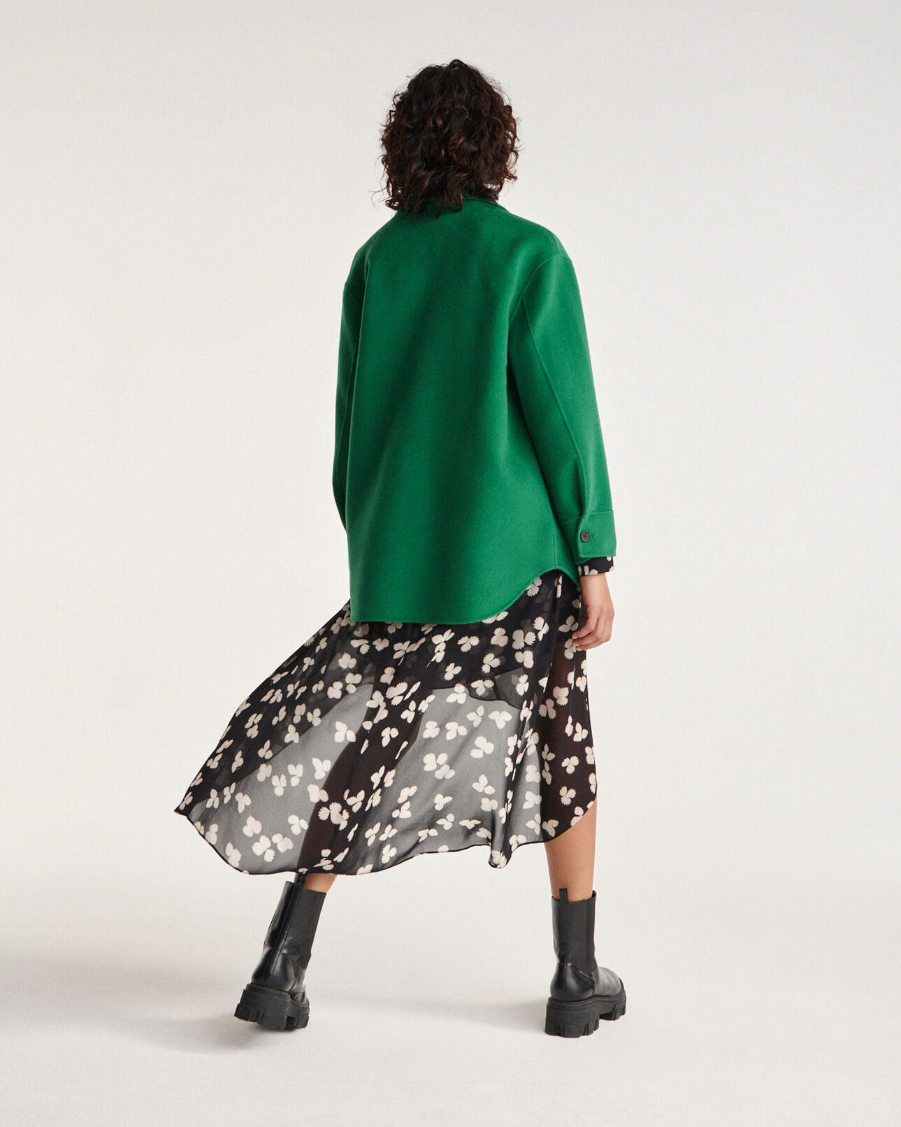 The Kooples WOMEN APPLE overshirt-style green wool jacket