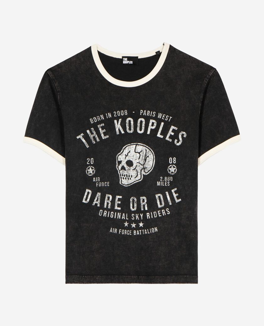 The Kooples FEMME BLACK WASHED t-shirt avec s&eacute;rigraphie noir