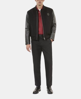 The Kooples H BLACK black double-faced wool and leather jacket