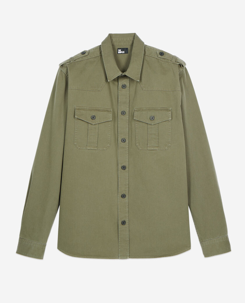 The Kooples HOMBRE OLIVE NIGHT camisa estilo oficial color caqui