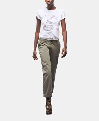 The Kooples FEMME OLIVE NIGHT pantalon droit patchwork kaki