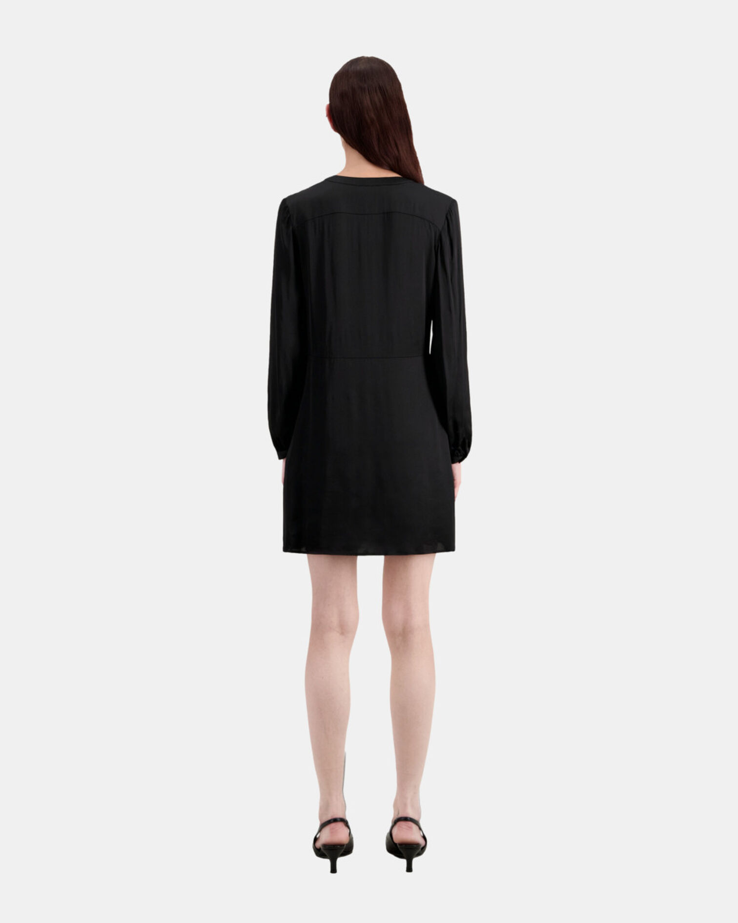 Short black dress with pleating, BLACK, hi-res image number null