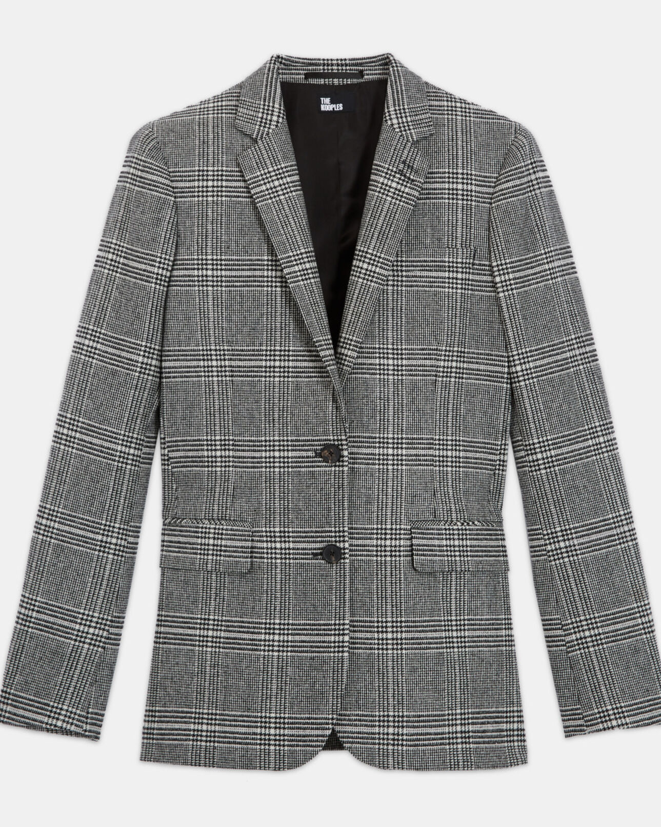 The Kooples WOMEN BLACK WHITE wool jacket with check motif