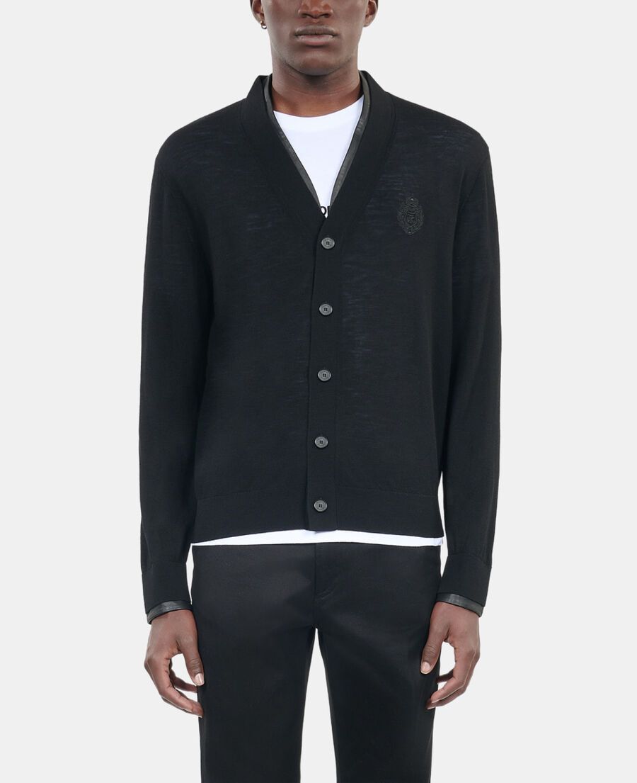 The Kooples H BLACK black merino wool cardigan 
